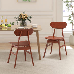 Set of 2 modern dining chairs with curved back and seat - Walnut