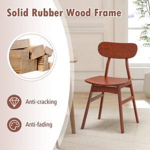 Set of 2 modern dining chairs with curved back and seat - Walnut