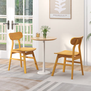 Set of 2 modern dining chairs with curved back and seat - Natural