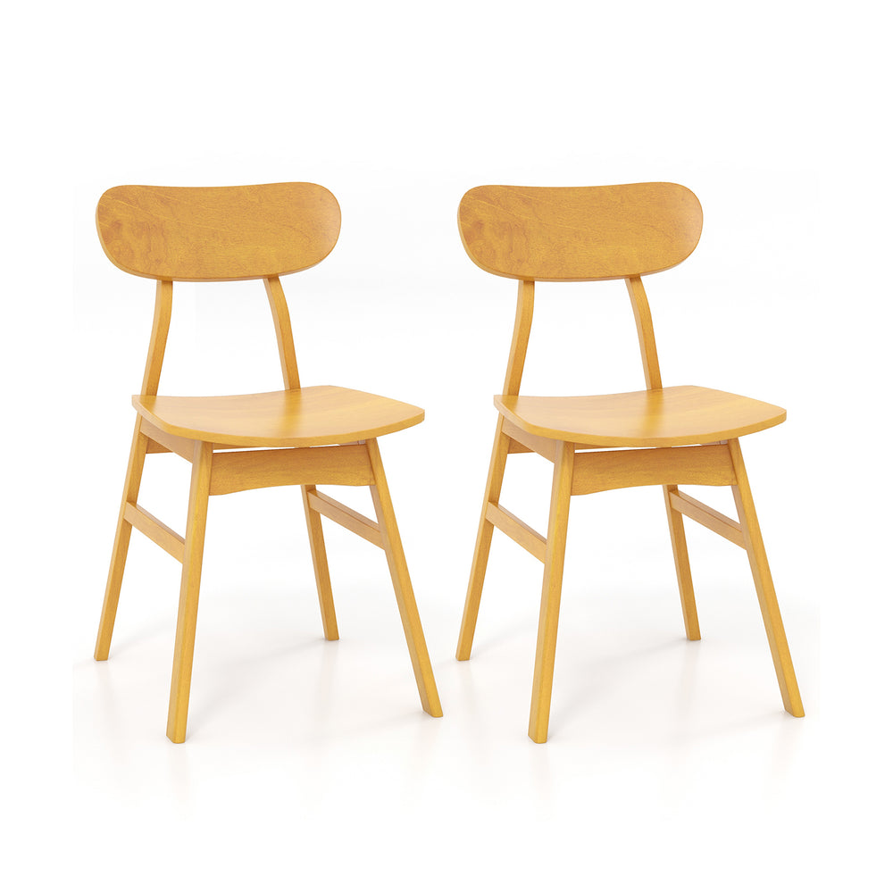 Set of 2 modern dining chairs with curved back and seat - Natural
