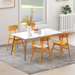 Set of 2 modern dining chairs with curved back and seat - Natural
