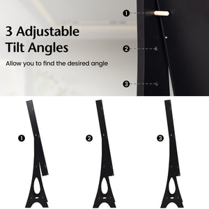 Standing Jewelry Armoire with Mirror - Black