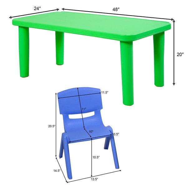 Children's table and 4 chairs set in colorful plastic