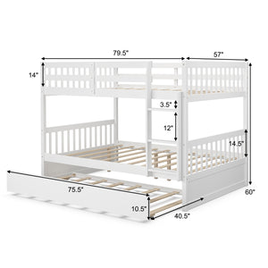 Full bunk bed on a wooden platform bed