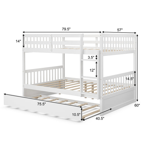 Full bunk bed on a wooden platform bed