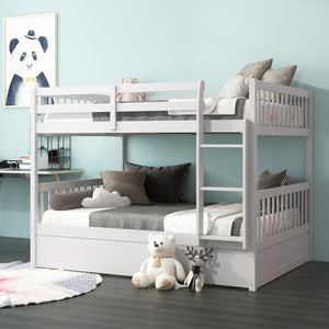 Full bunk bed on a wooden platform bed