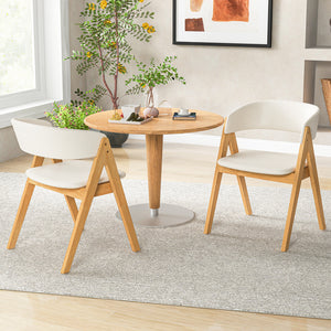 Set of 2 soft upholstered accent dining chairs - Natural and beige