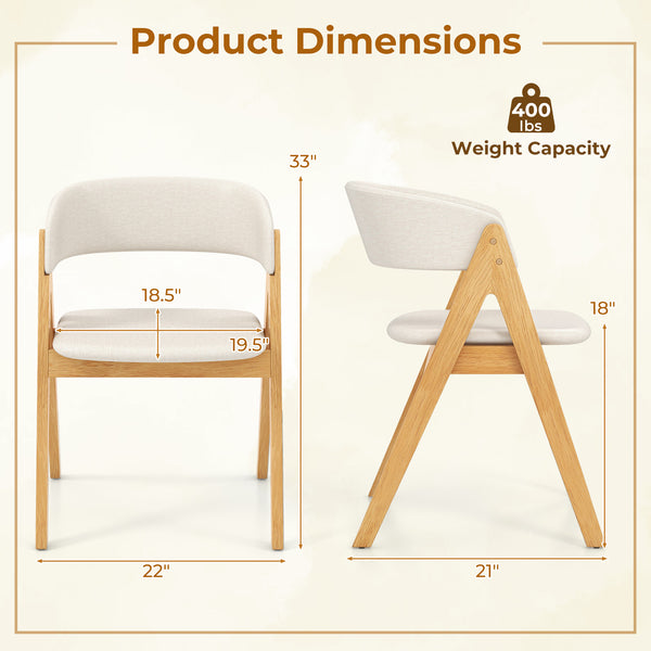 Set of 2 soft upholstered accent dining chairs - Natural and beige