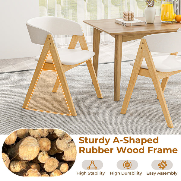 Set of 2 soft upholstered accent dining chairs - Natural and beige