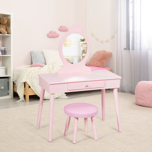 Children's vanity table and chair set makeup stool