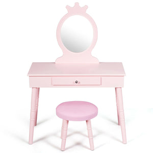Children's vanity table and chair set makeup stool
