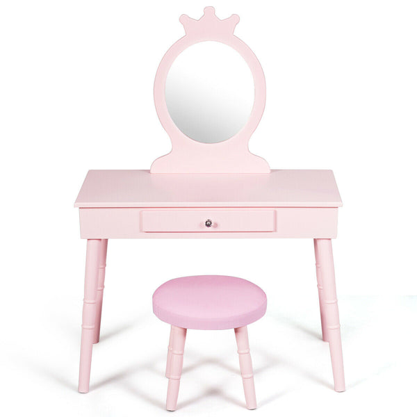 Children's vanity table and chair set makeup stool