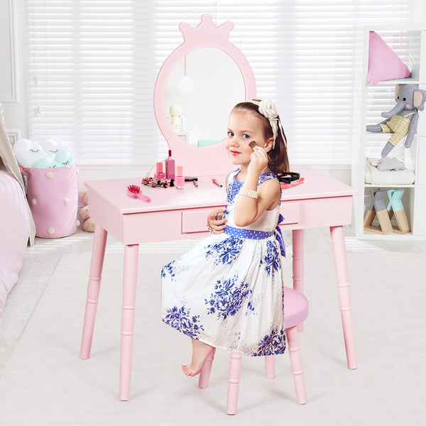 Children's vanity table and chair set makeup stool