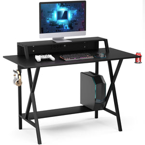 All-in-one professional gaming desk with cup and headphone stand