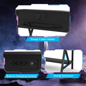 All-in-one professional gaming desk with cup and headphone stand