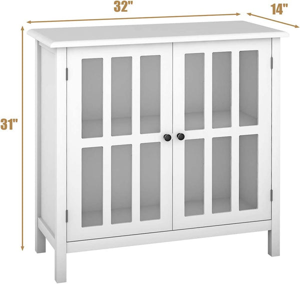 Glass Door Console Storage Buffet