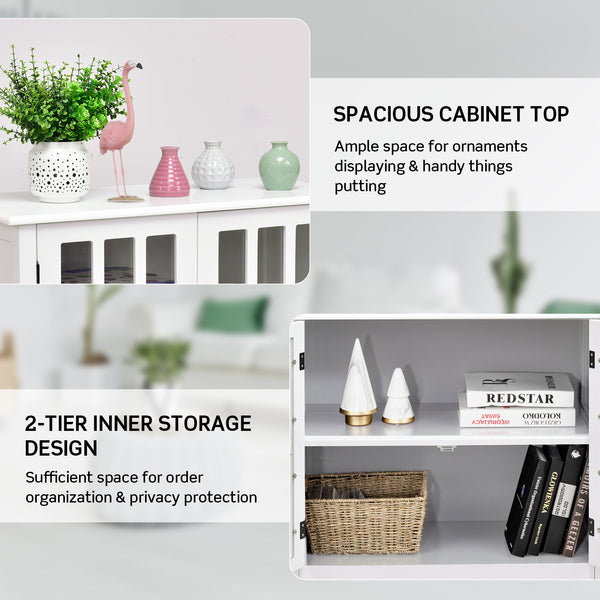 Glass Door Console Storage Buffet