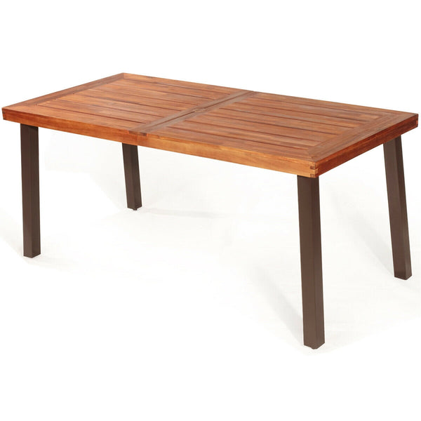Rustic rectangular acacia wood dining table