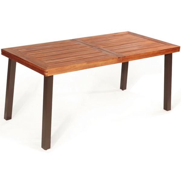 Rustic rectangular acacia wood dining table