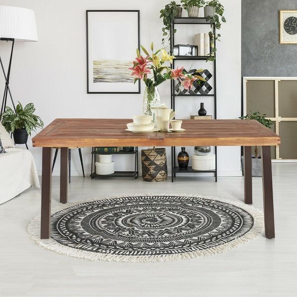 Rustic rectangular acacia wood dining table