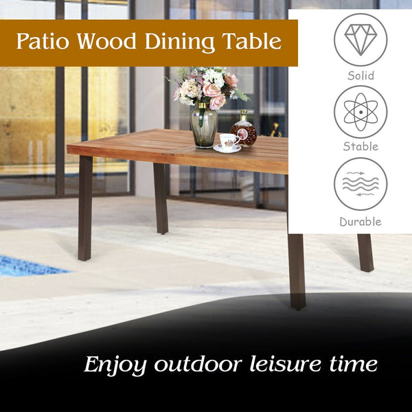 Rustic rectangular acacia wood dining table