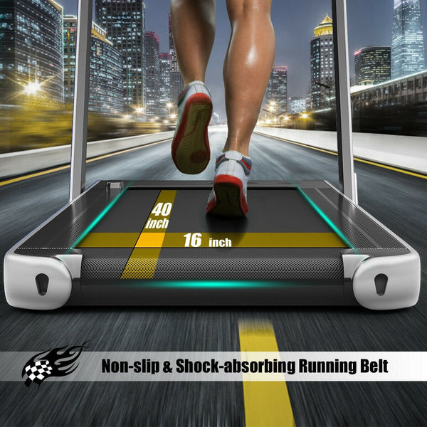 2-in-1 Motorized Electric Treadmill with Dual Display - Silver