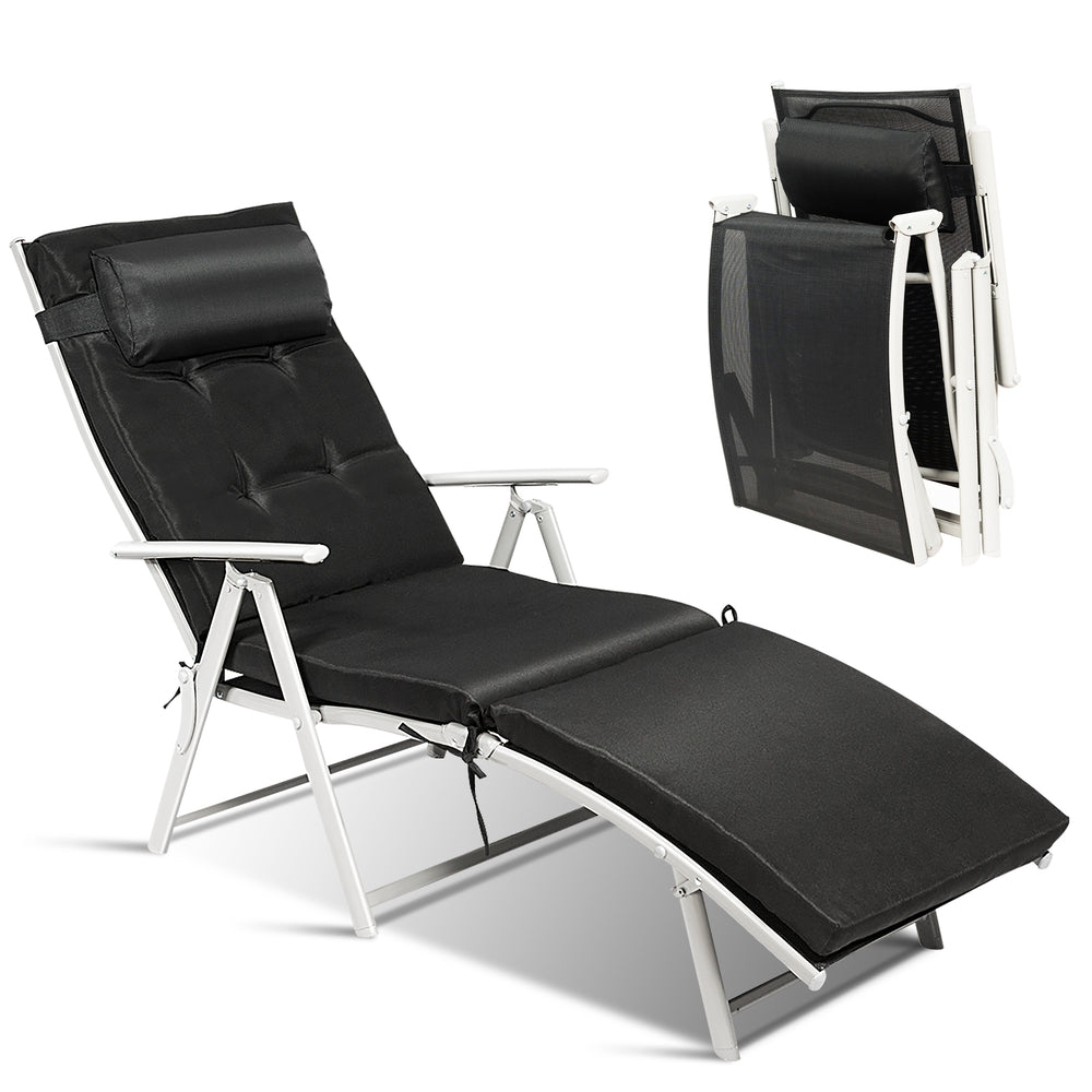 Lightweight Folding Outdoor Lounge Chair - Black