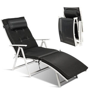 Lightweight Folding Outdoor Lounge Chair - Black