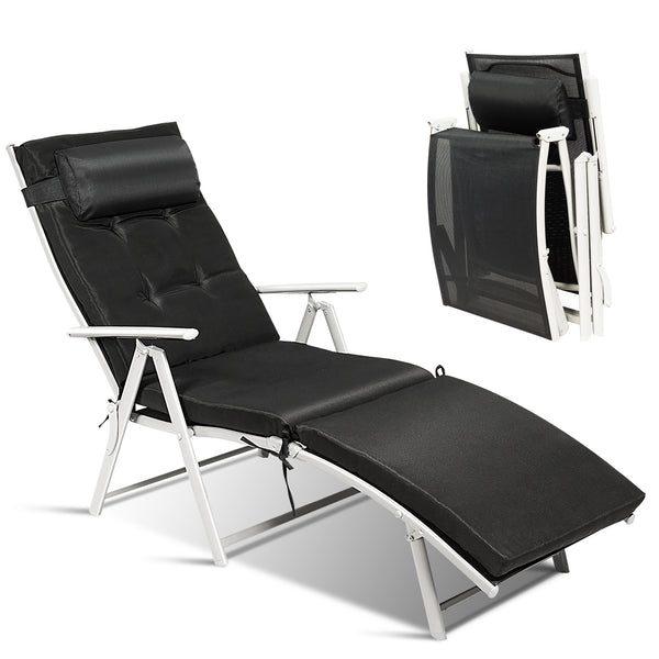 Lightweight Folding Outdoor Lounge Chair - Black