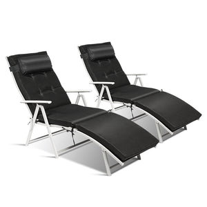 Lightweight Folding Outdoor Lounge Chair - Black