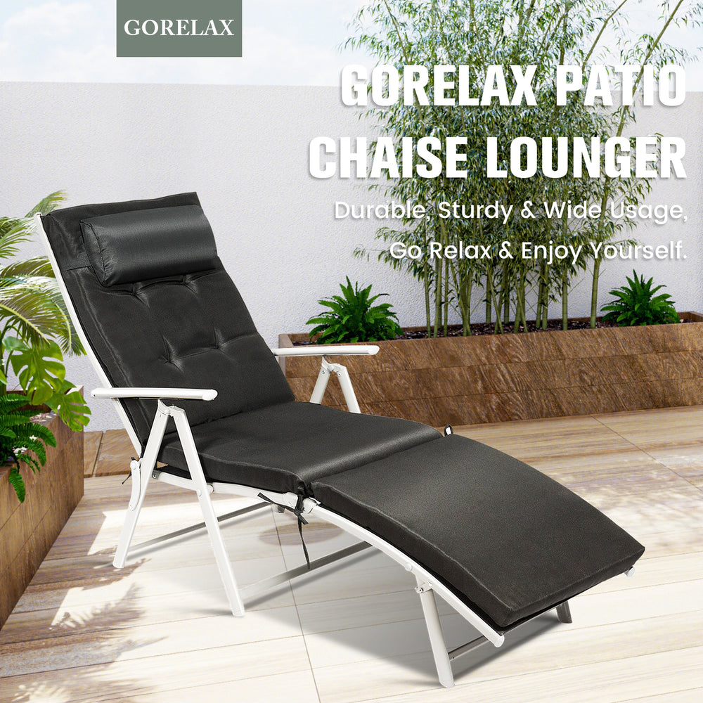 Lightweight Folding Outdoor Lounge Chair - Black