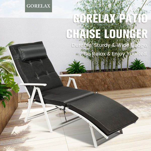 Lightweight Folding Outdoor Lounge Chair - Black