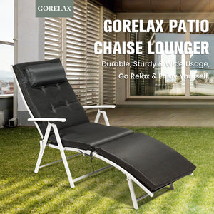 Lightweight Folding Outdoor Lounge Chair - Black