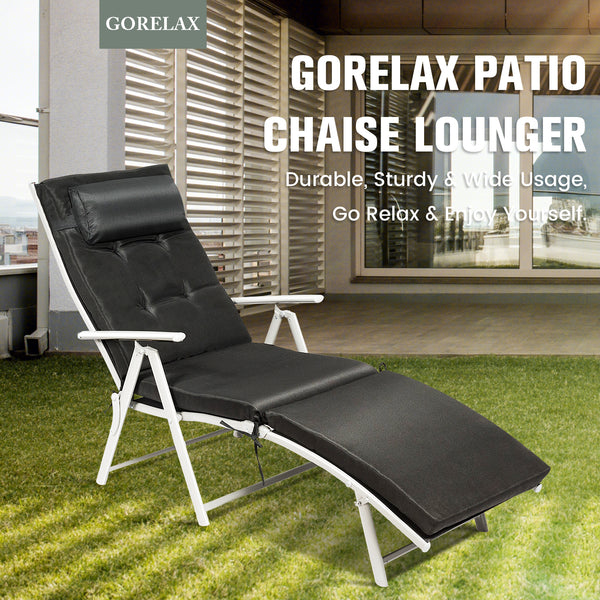 Lightweight Folding Outdoor Lounge Chair - Black