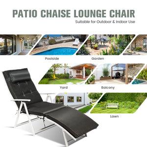 Lightweight Folding Outdoor Lounge Chair - Black