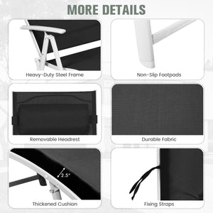 Lightweight Folding Outdoor Lounge Chair - Black