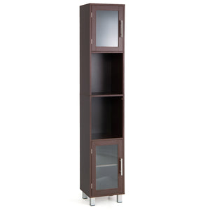 71-inch tall bathroom storage cabinet tower and organizer display shelves for bedroom-brown