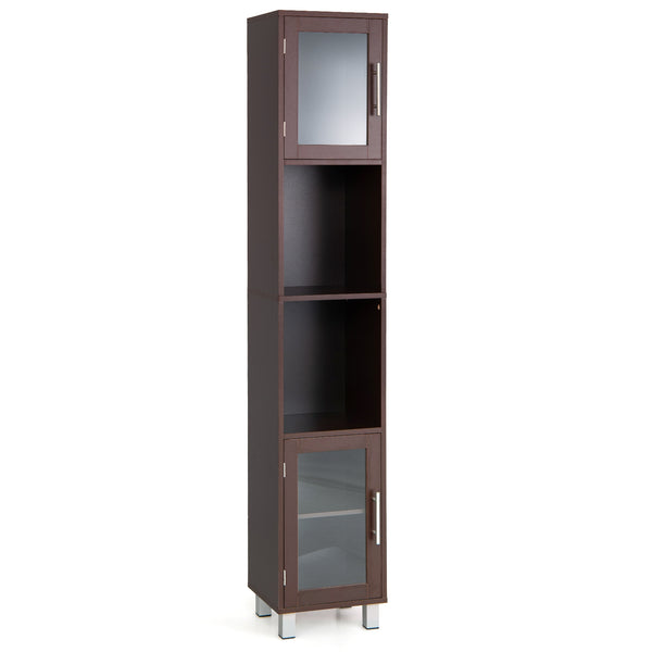 71-inch tall bathroom storage cabinet tower and organizer display shelves for bedroom-brown