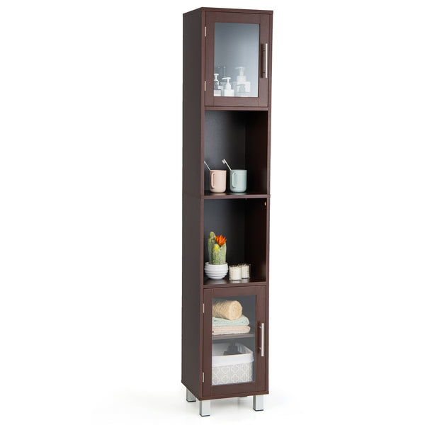 71-inch tall bathroom storage cabinet tower and organizer display shelves for bedroom-brown