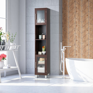 71-inch tall bathroom storage cabinet tower and organizer display shelves for bedroom-brown