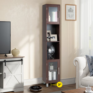 71-inch tall bathroom storage cabinet tower and organizer display shelves for bedroom-brown
