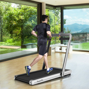 Folding Treadmill 4 75HP 2 in 1 with APP Remote Control - Silver