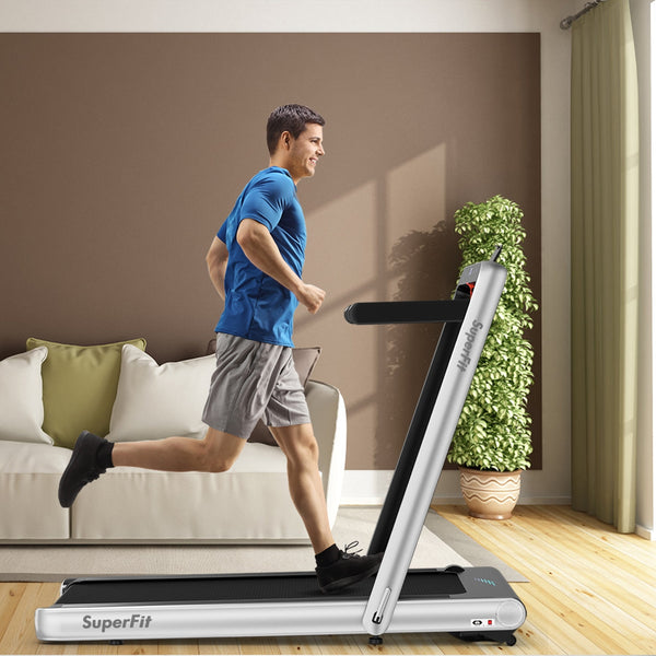Folding Treadmill 4 75HP 2 in 1 with APP Remote Control - Silver