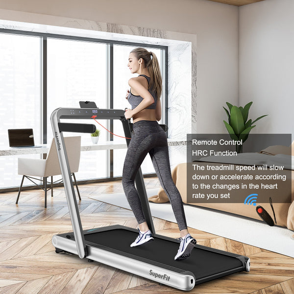 Folding Treadmill 4 75HP 2 in 1 with APP Remote Control - Silver