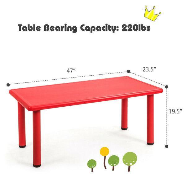 Rectangular plastic learning and play table for children - Red