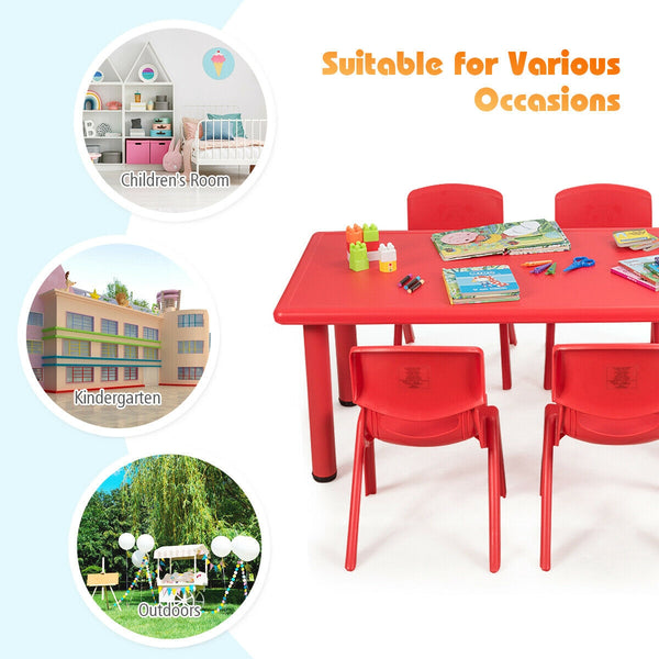 Rectangular plastic learning and play table for children - Red