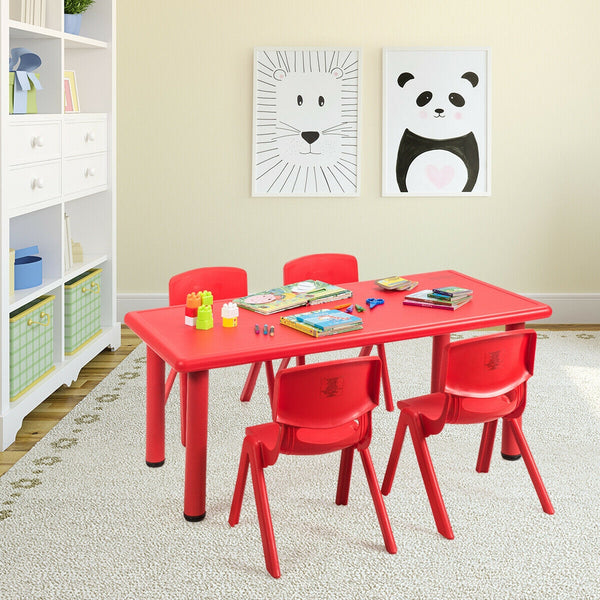 Rectangular plastic learning and play table for children - Red