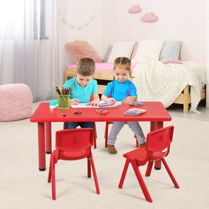 Rectangular plastic learning and play table for children - Red