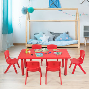 Rectangular plastic learning and play table for children - Red