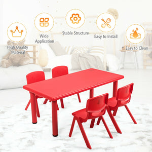 Rectangular plastic learning and play table for children - Red